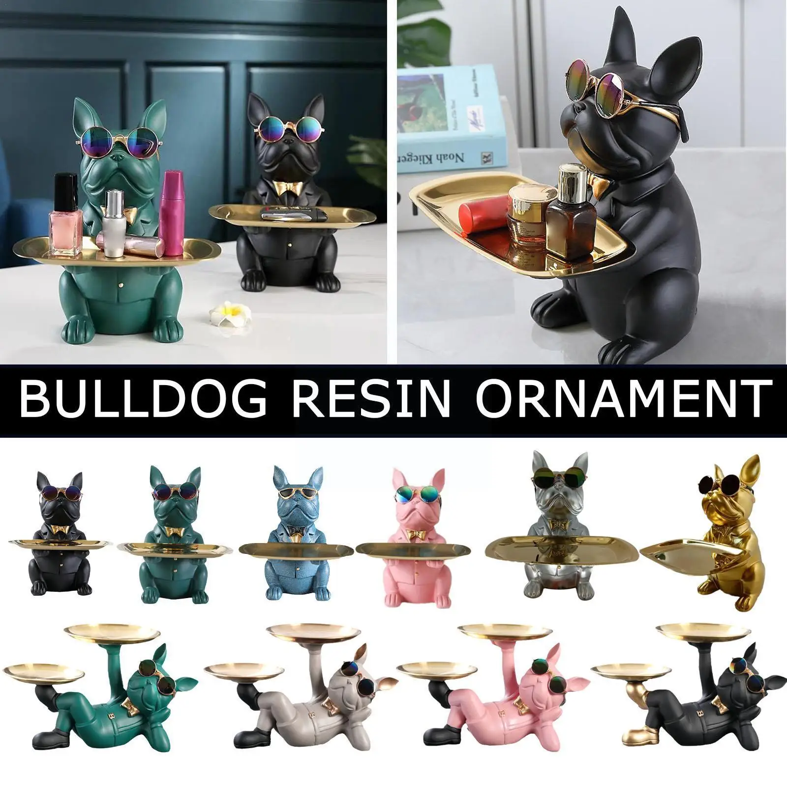 

Resin Ornament Candy Tray Bulldog Animal Figurines Interior Bedroom Decoration Home Dog Accessories Room Living Sculpture D H6D9
