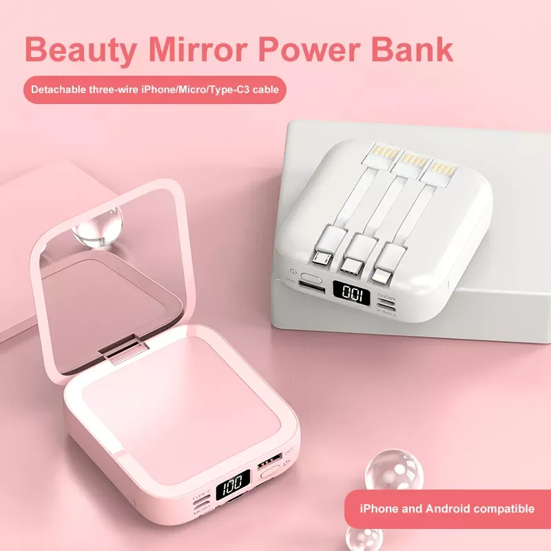 

NEW2023 Mirror Power Bank 10000mAh External Battery For Iphone Xr 12 13 13Promax 5W Portable Induction Chargers For Xiaomi