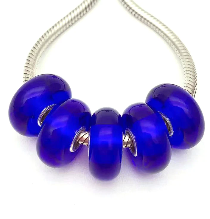 

Бусины JGWGT111 из серебра 100% пробы с муранским стеклом, 5 шт.