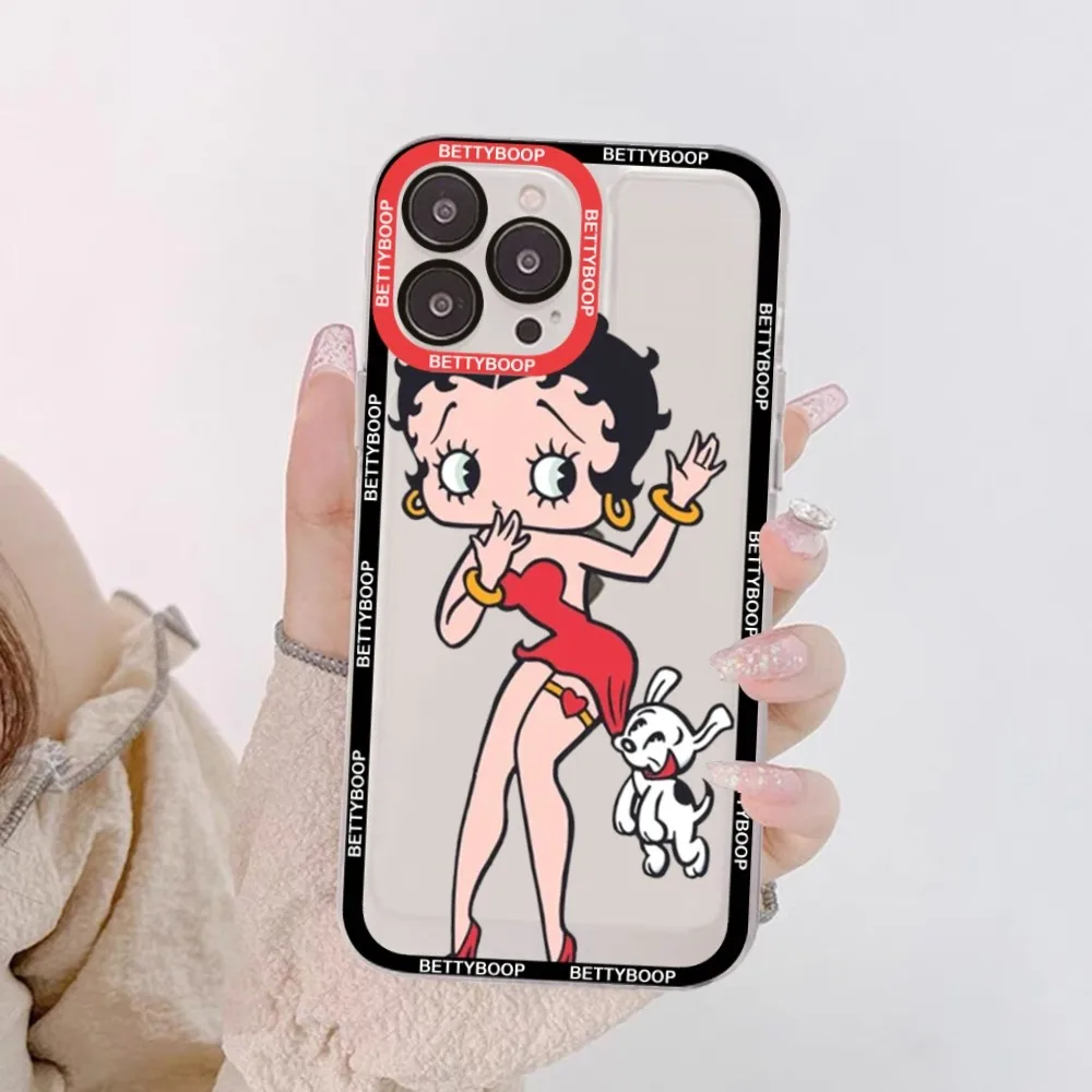 Cute Cartoon B-BettyS Girl For iPhone 16 15 13 14 Pro Max XS XR 12 11 Soft Clear Back Cover