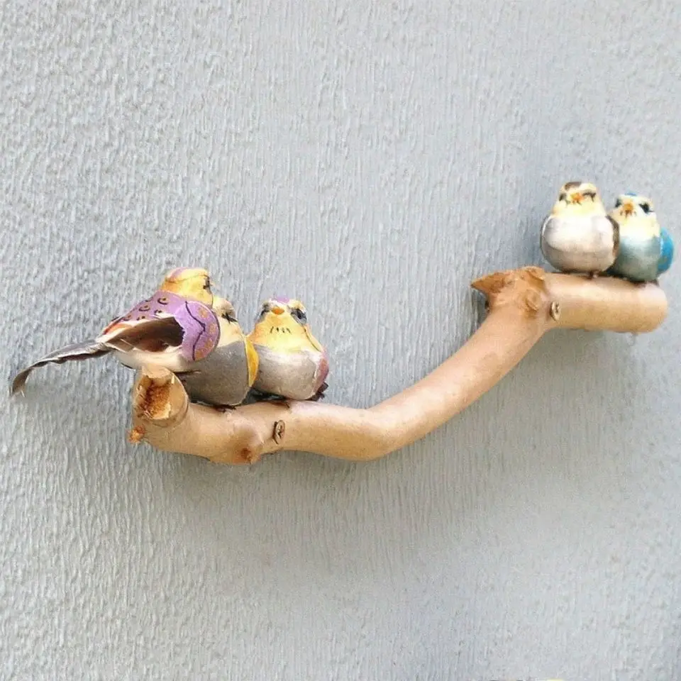 

Natural Wood Bird Stand Pole Wild Tree Stick Paw Grinding Fork Parakeet Parrot Climbing Standing Branches Wall Decoration