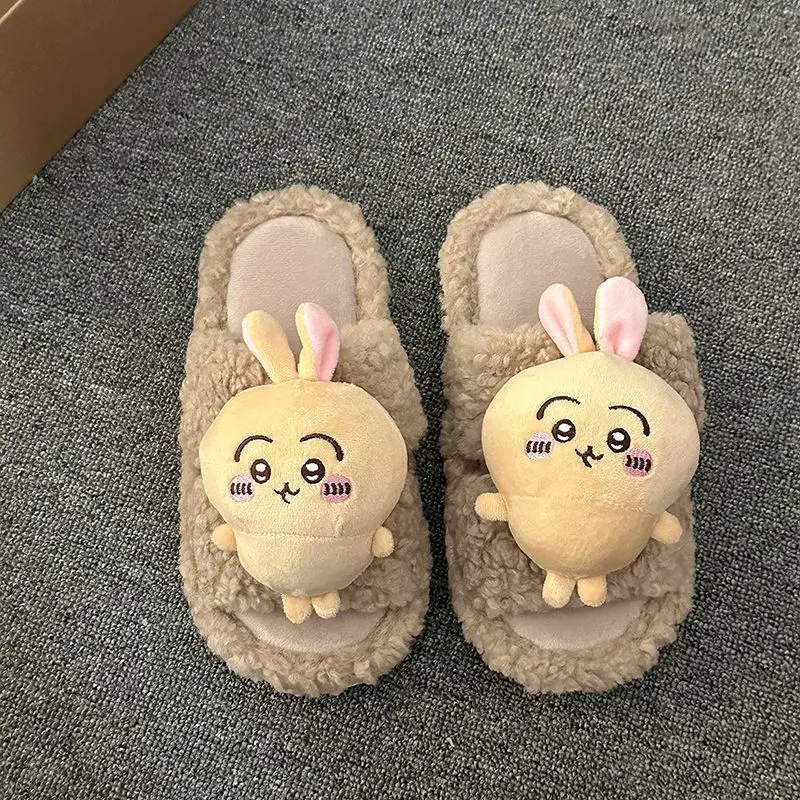 Chiikawa аниме зимние кавайные теплые домашние хлопковые тапочки для девочек мягкие