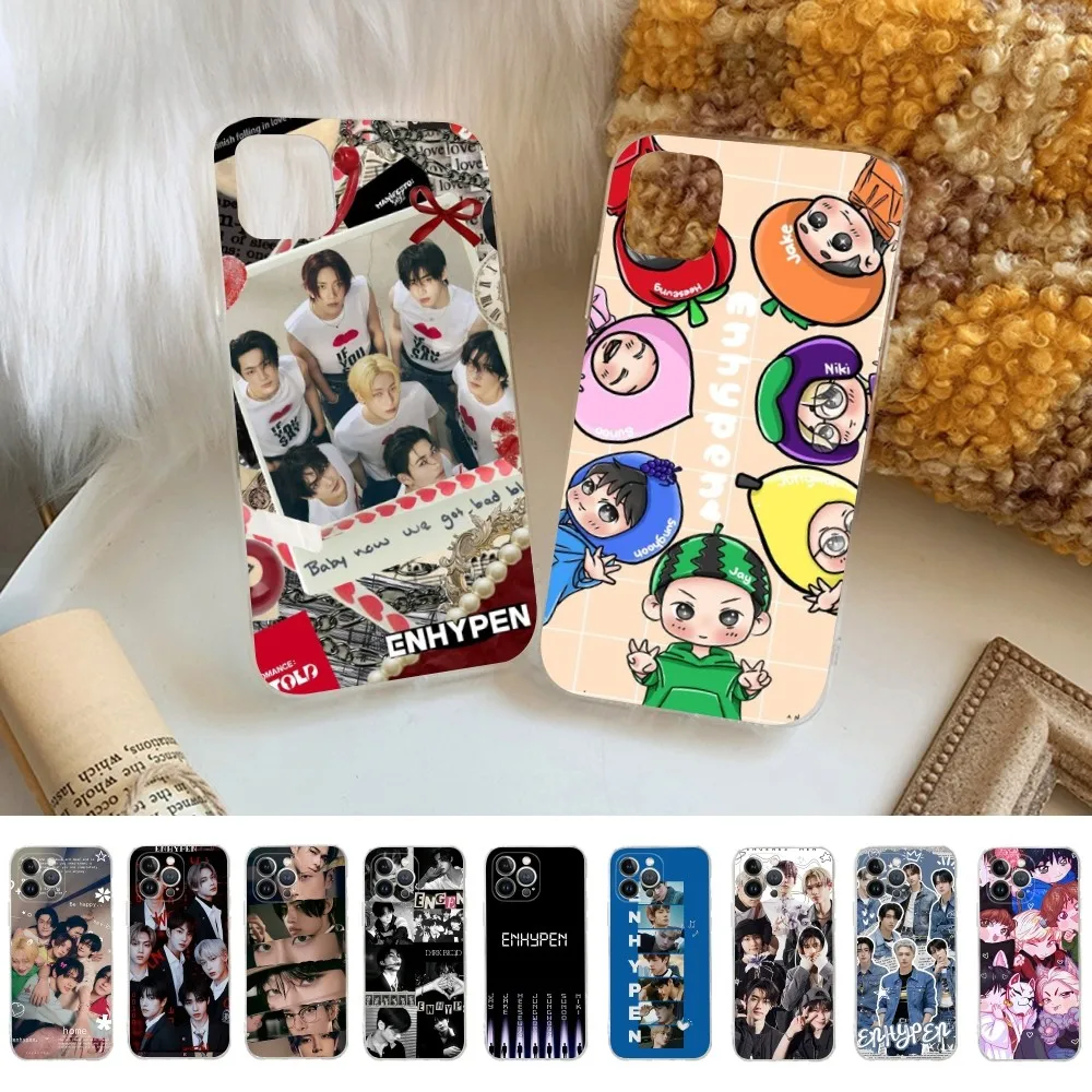 Korean Boy Group E-ENHYPEN Phone Case For iPhone 16 15 14 13 12 Mini 11 Pro XS Max X XR SE 6 7 8 Plus Soft Silicone Cover