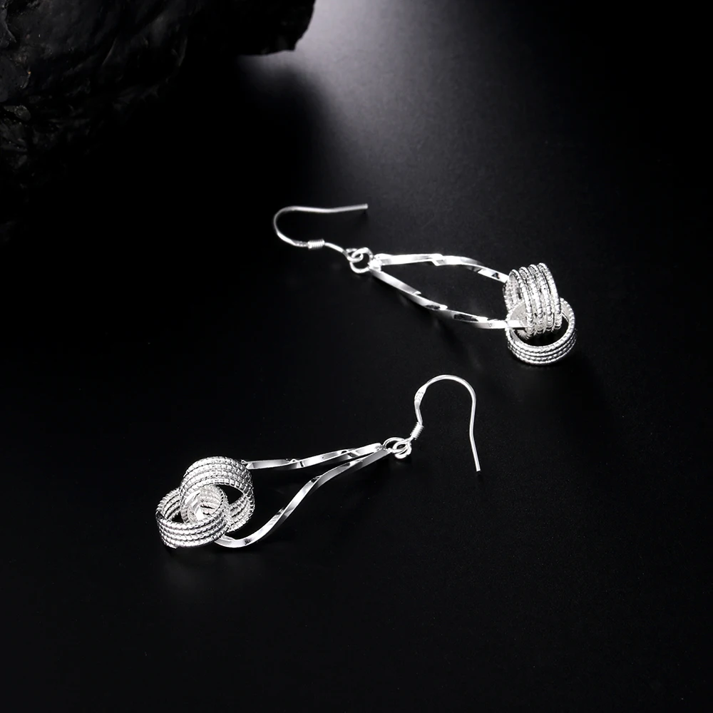 

Fashion charms 925 Sterling Silver Net beads long Earrings for Women Pretty fashion party wedding Jewelry Holiday Gifts