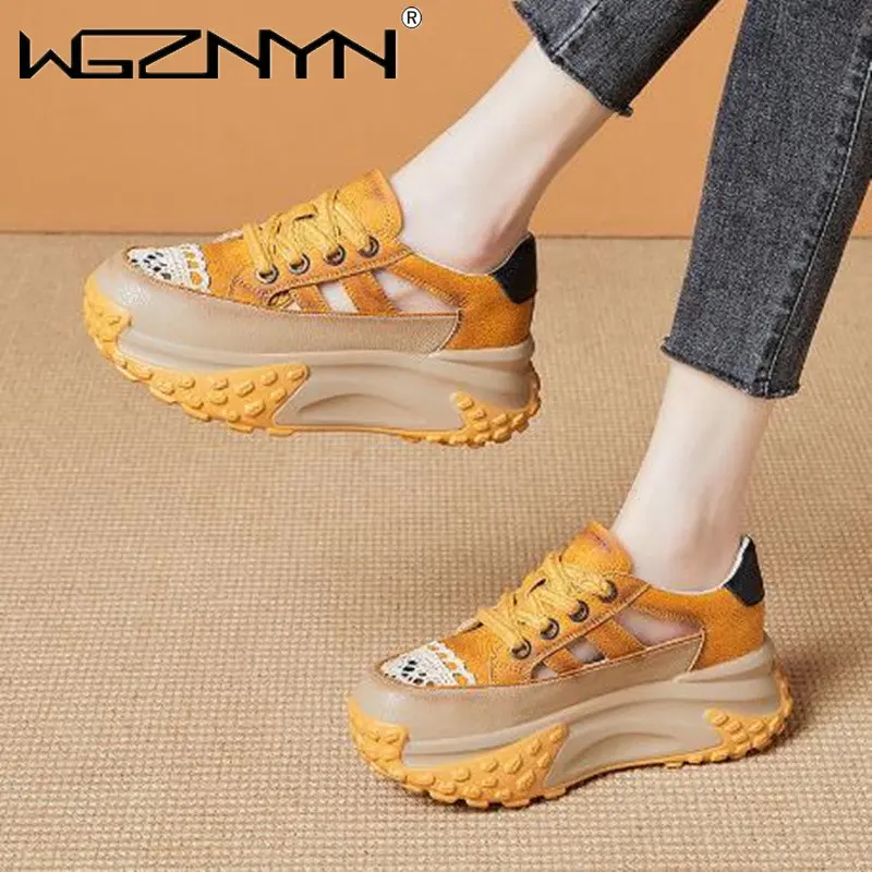 

Женские босоножки на толстой подошве, легкие сандалии Baotou с вулканизированной подошвой, универсальная дышащая повседневная обувь с вырезами, модель 2023 года