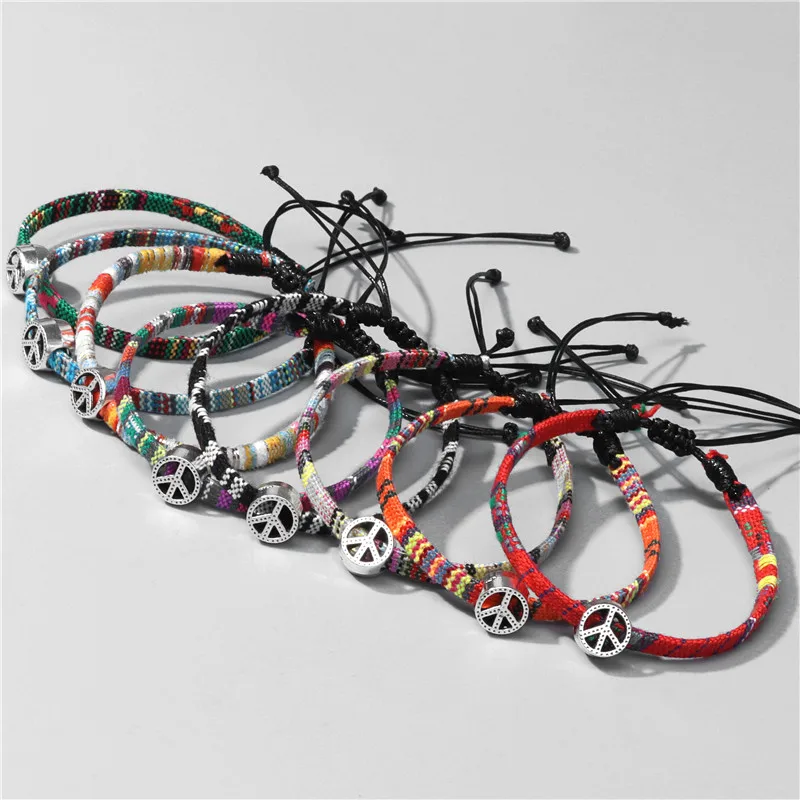 Плетеный браслет дружбы в богемном стиле с веревкой модный подвеской мира