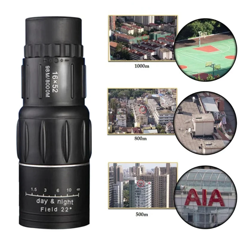 

High Magnification Outdoor Hand-held Monocular Telescope 16×52 66M/8000M Portable Long Range Night Vision for Hiking Watching
