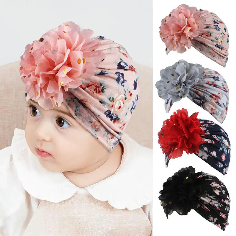 

Infant Toddler Cap Soft Cotton Baby Boys Girls Hat Flower Baby Girls Hat for Newborn Turban Head Wraps Photography Props