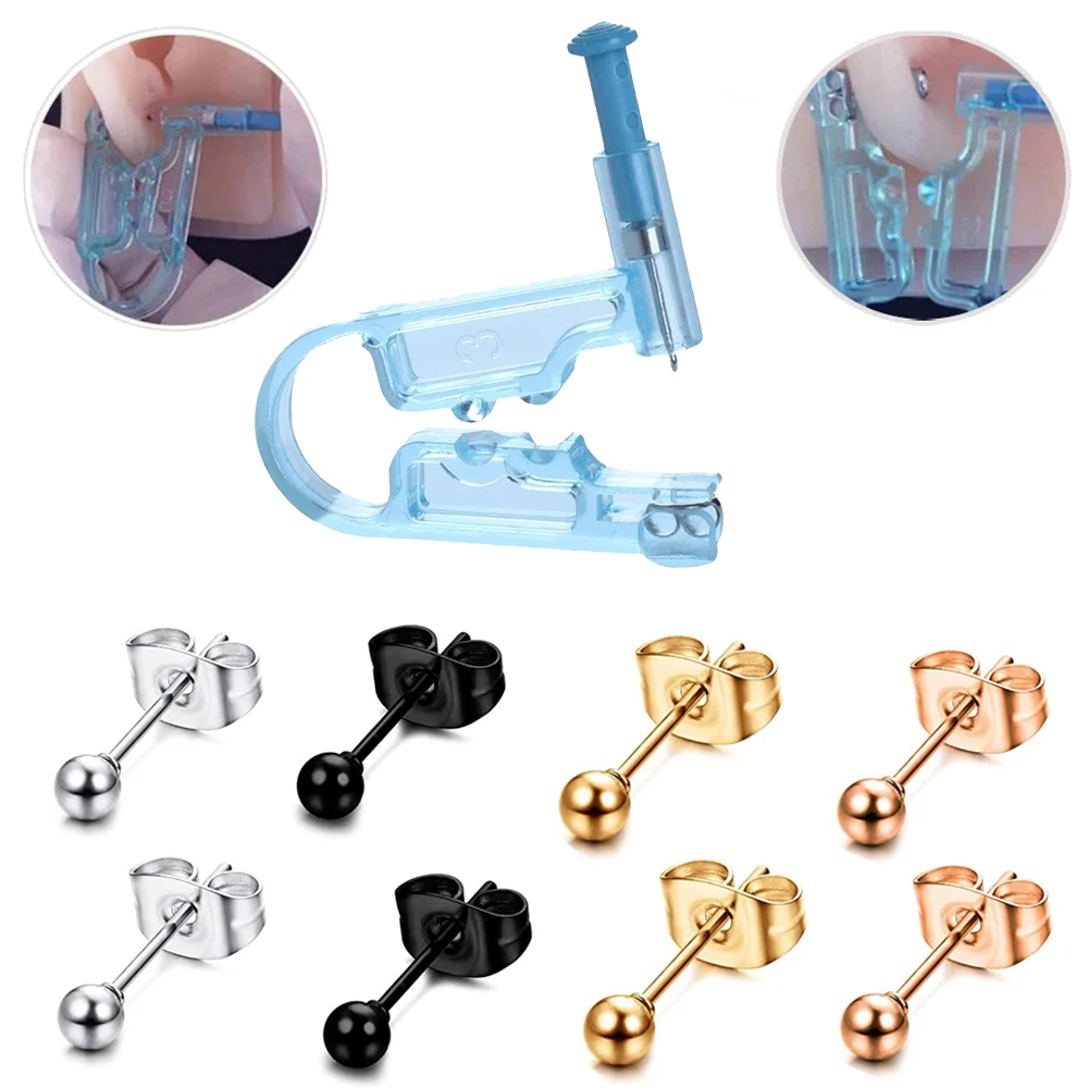 

Disposable Sterile Ear Piercing Unit With Surgical Steel Ball Stud Earrings Punk Cartilage Tragus Helix Piercing body jewelry