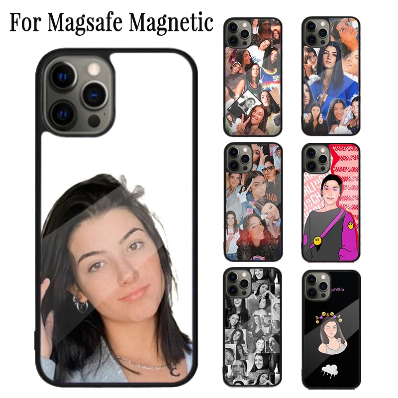Магнитный чехол Charli dɺrelio для телефона iPhone 16 15 14 Plus 13 12 Mini 11 Pro Max Magsafe с
