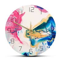 fluid art watercolor alcohol ink modern design print wall clock trendy luxury home decor abstract wall watch for living room