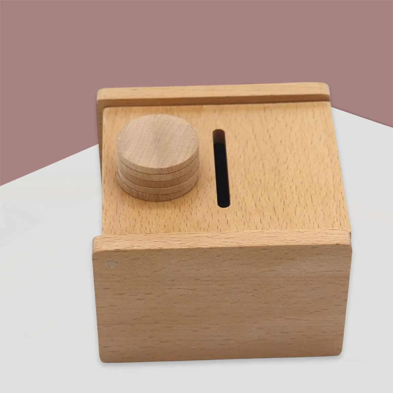 

Montessori Wooden Coin Box Preschool Learning Material Hand Eye Coordination Object Permanence Box for Toddler Kids Boys Girls