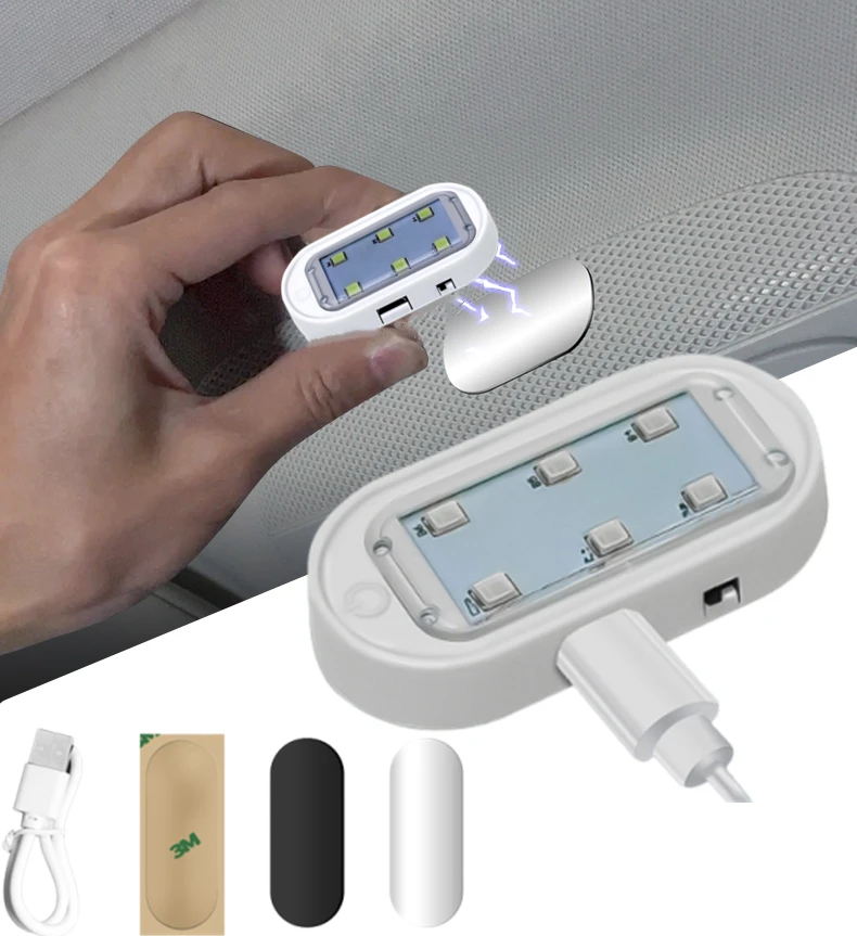 

Car Magnetic LED Touch Light Wireless Ambient Lamp Auto Interior Roof Reading Lamp USB Charging Portable Mini Night Lamp