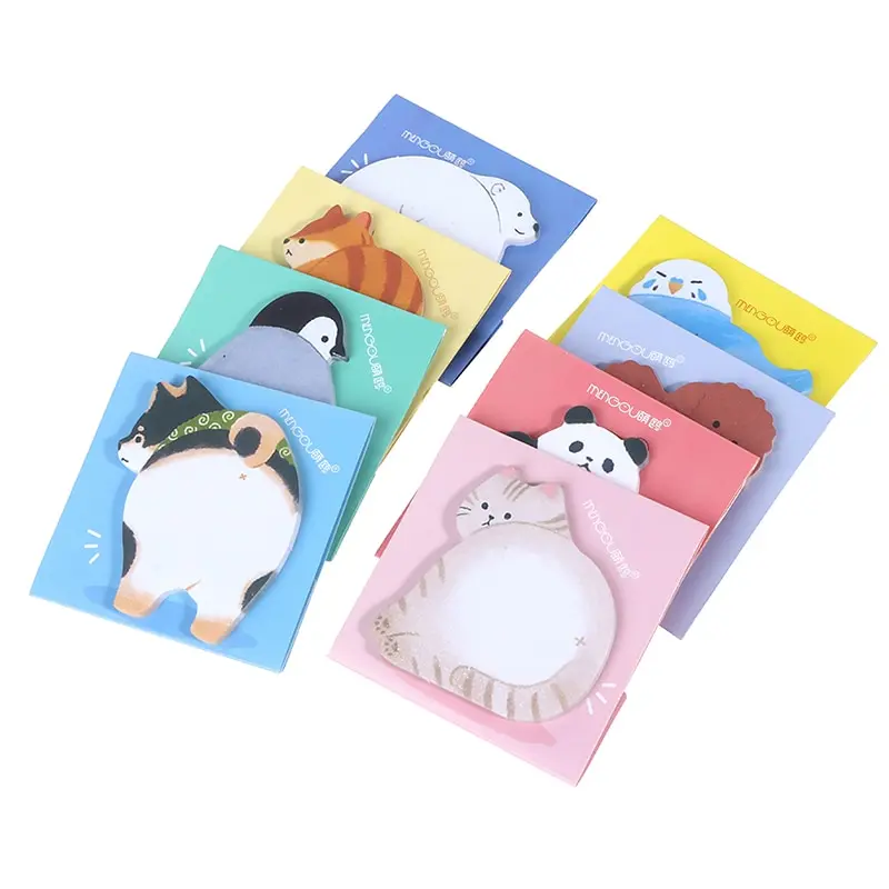 

30Sheets Cute Animal Butt Sticky Notes Memo Pad Bookmarks Kawaii Cat Penguin Sticky Office Stationery Supply