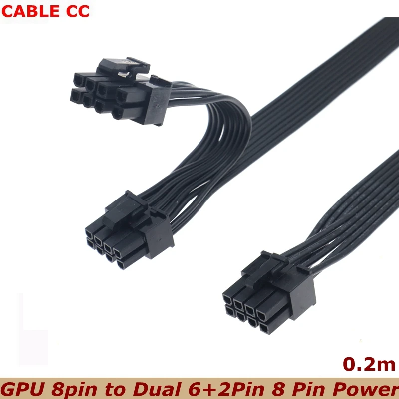 

New 0.2m PCI Express GPU 8pin to Dual 6+2Pin 8 Pin Power Supply Cable PCI-e Graphics Card 8pin 1 to 2 Power Cord For Corsair CS