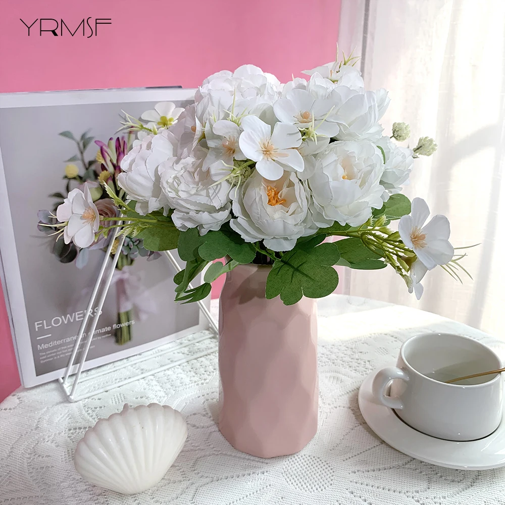

Искусственные цветы YRMSF, розовые шелковые пионы, искусственные цветы, розы «сделай сам», большой букет на 5 головок для рукоделия, гирлянда, с...