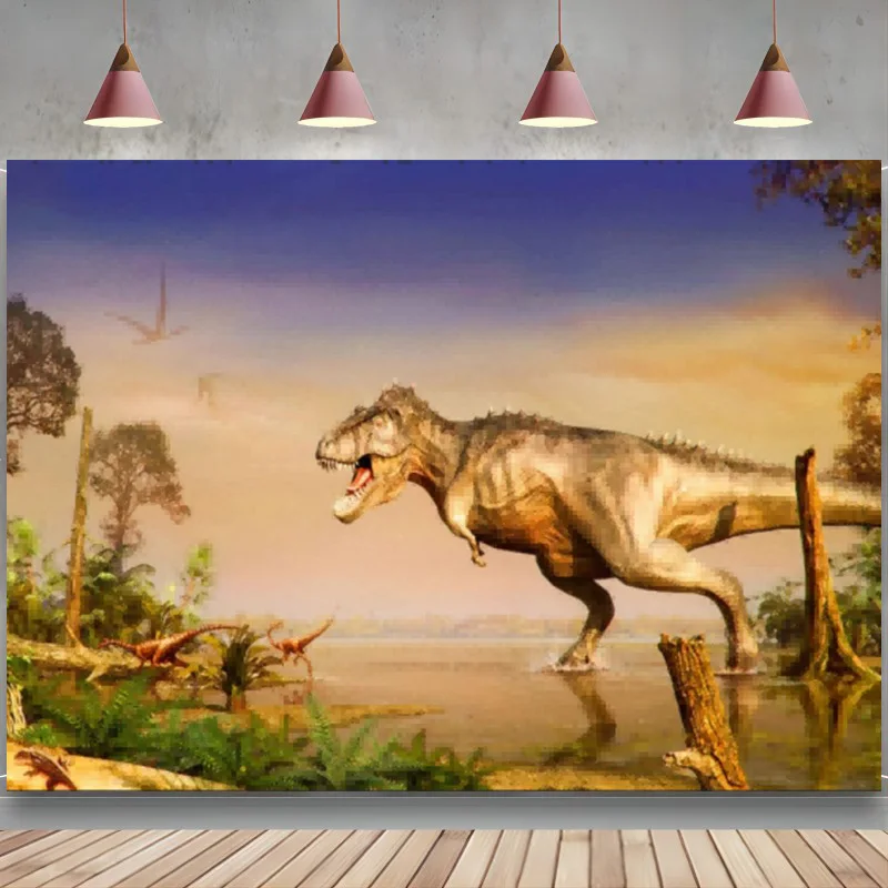 

Dinosaur Theme Backdrop Photography Background for Boy Birthday Party Banner Decoration 3D Dinosaur Park Photo Studio Props Boot