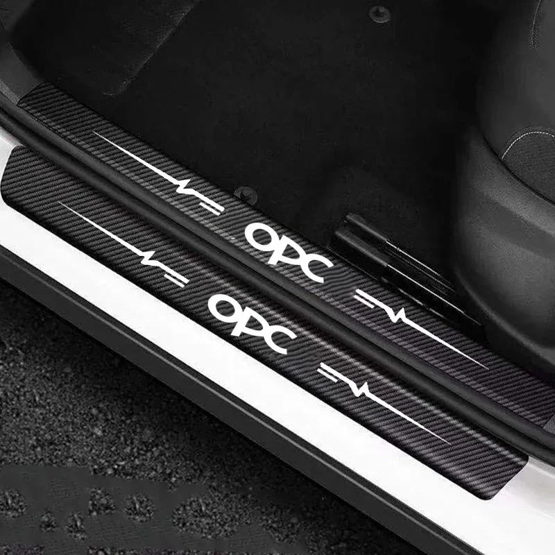 Car Door Threshold Scuff Plate Carbon Fiber Sill Protector Stickers For Opel OPC 2023 Logo Trunk Entry Pedal Guards Tape