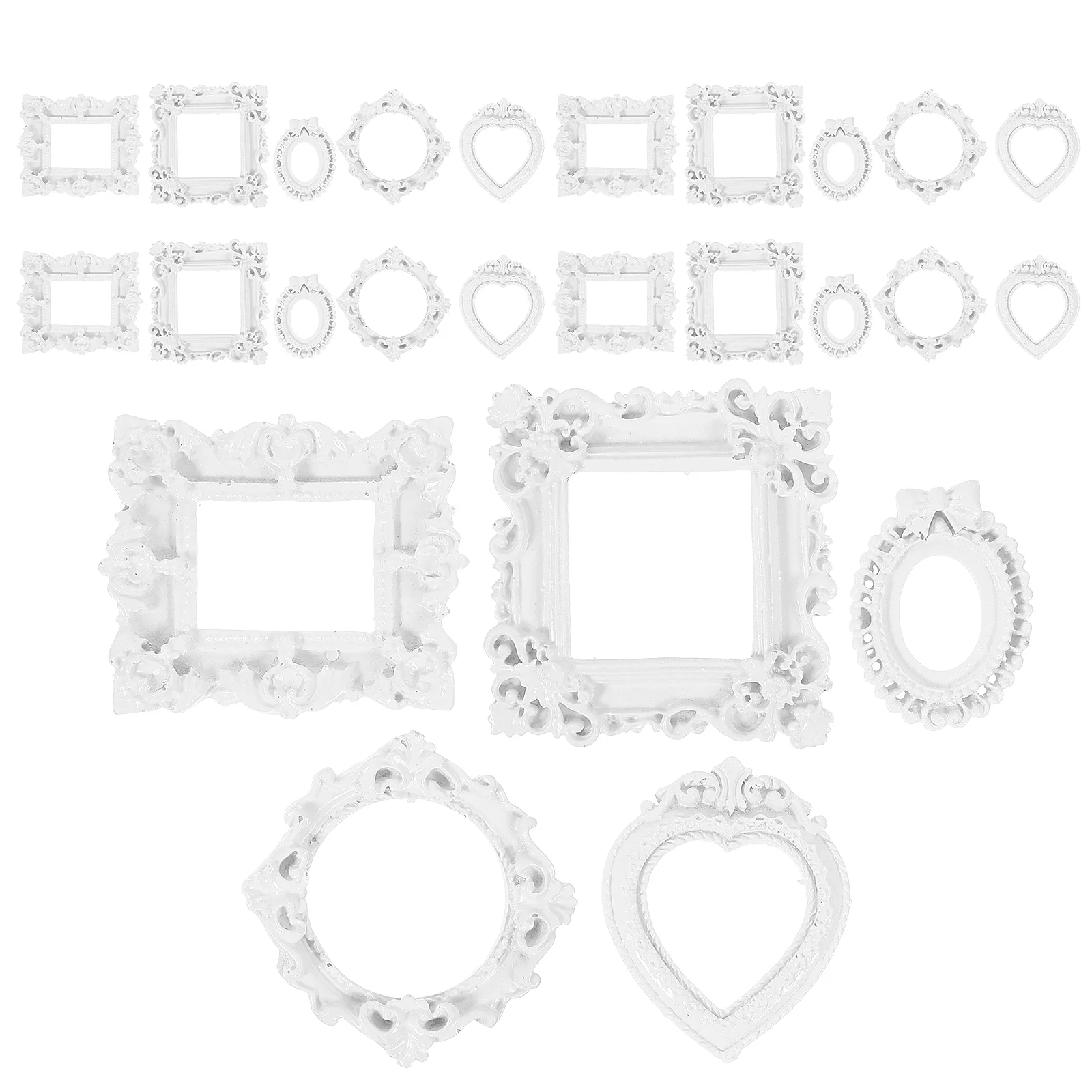 

25 Pcs Small Photo Frame Box Photography Mini Picture Frames Bulk Manicure Round Ornament Resin Vintage