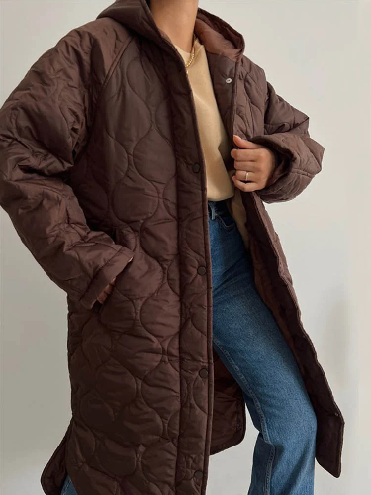 Casual Thick Warm White Oversized Argyle Hoodies Parka Coats Women 2022 Winter Fashion Khaki Jackets Outwear Ladies Streetwear