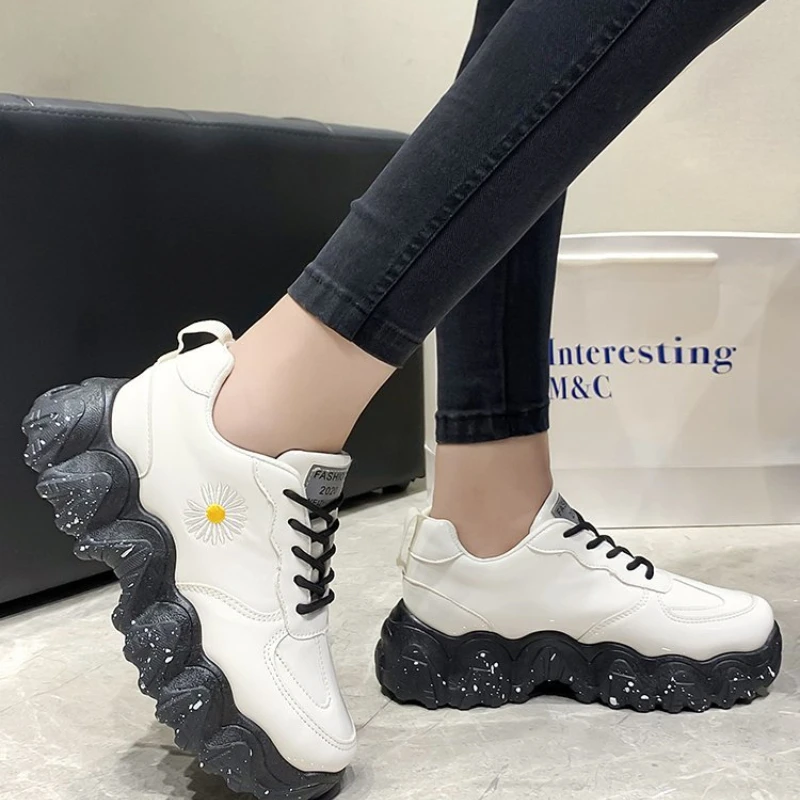 

2021 Lace Up Chunky Sneakers Women Shoes Woman Snake Print Ladies Flats Plus Mixed Color Casual Shoes Autumn Vulcanized Shoes