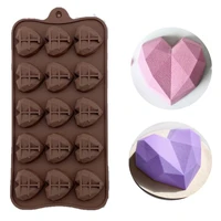 2022 new heart chocolate molds 15 cavitydiamond love shape silicone wedding candy baking molds cupcake decorations cake mold 3d