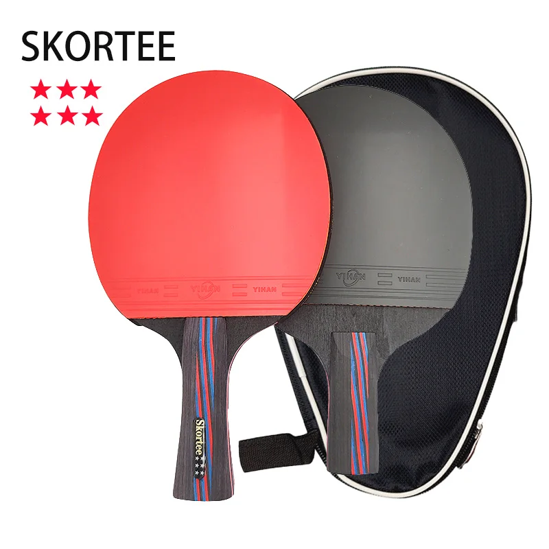 

6 Star Professional Table Tennis Racket WIth Bag Horizontal Grip Ping Pong Paddle pingpong bat Student Sports Equipment