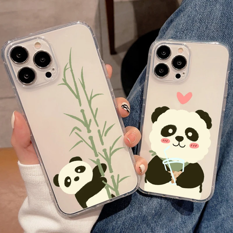 

Cute Cartoon Animal Panda For Apple iPhone 11 12 13 Pro Max 12 13 Mini X XR XS Max SE 6 6S 7 8 Plus Clear Phone Case Funda