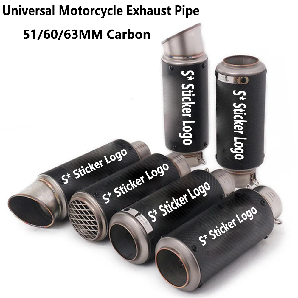 51/60/63 мм выхлопной глушитель из углеродного волокна для мотоцикла выхлопная