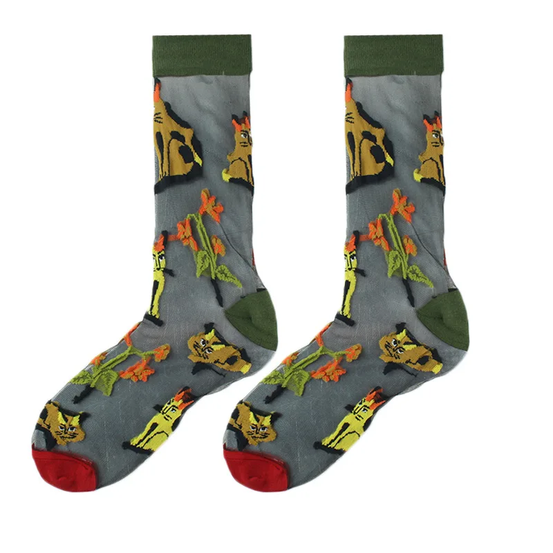 Fashion Lace Frilly Socks Ultra Thin Transparent Summer Mesh Crew Socks Women Thin Style Mid Tube Socks