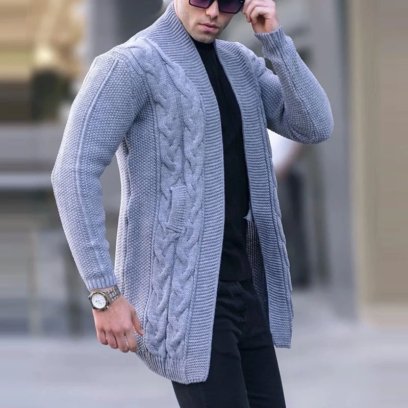 

Vintage Solid Color Slim Sweater Cardigans Winter Mens Fashion Tight Long Sleeve Sweatercoat Knitted Jackets For Men Streetwear