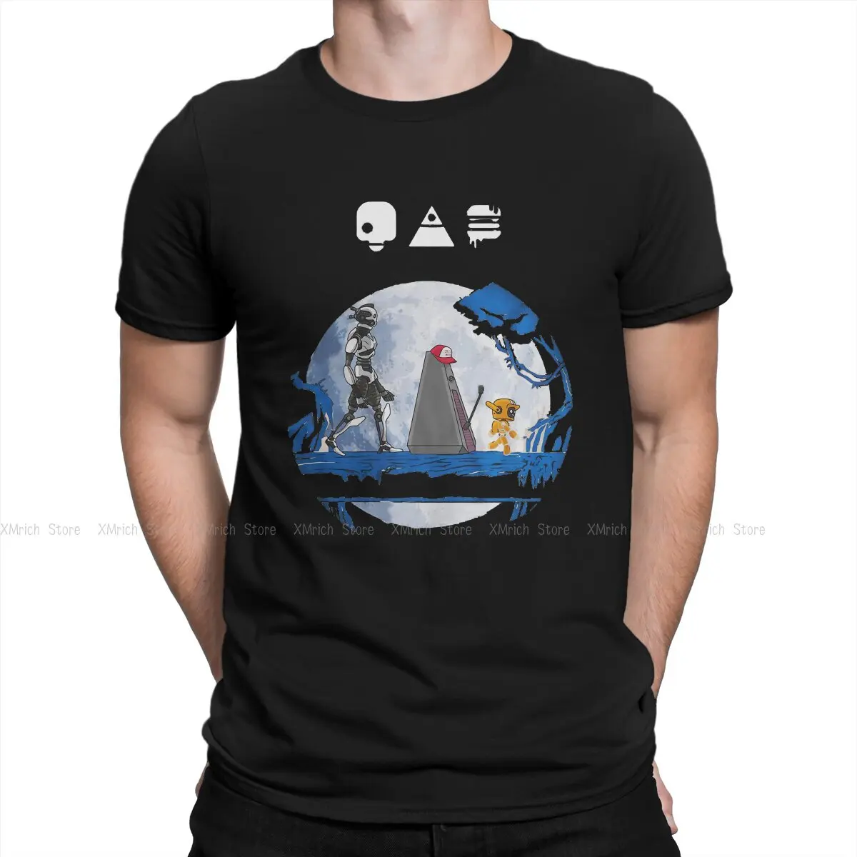 

Men T-Shirts Three Robots Go Cool Cotton Tees Short Sleeve Love Death Robots TV T Shirt Crew Neck Tops Printed
