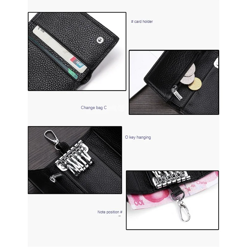 Multi-Functional Tri-Fold Wallet Key Chain Bag Leather Wallets Key Bag Men's And Women's Credit Card Holder Position Coin Purses