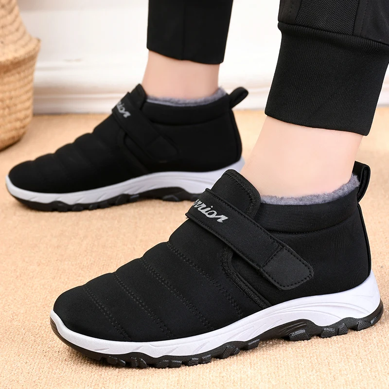 

2022 Fashion Waterproof Winter Men Boots Plush Warm Snow Comfortable Men Work Casual 44Shoes Wear-resistant Non-slip Ankle Boots