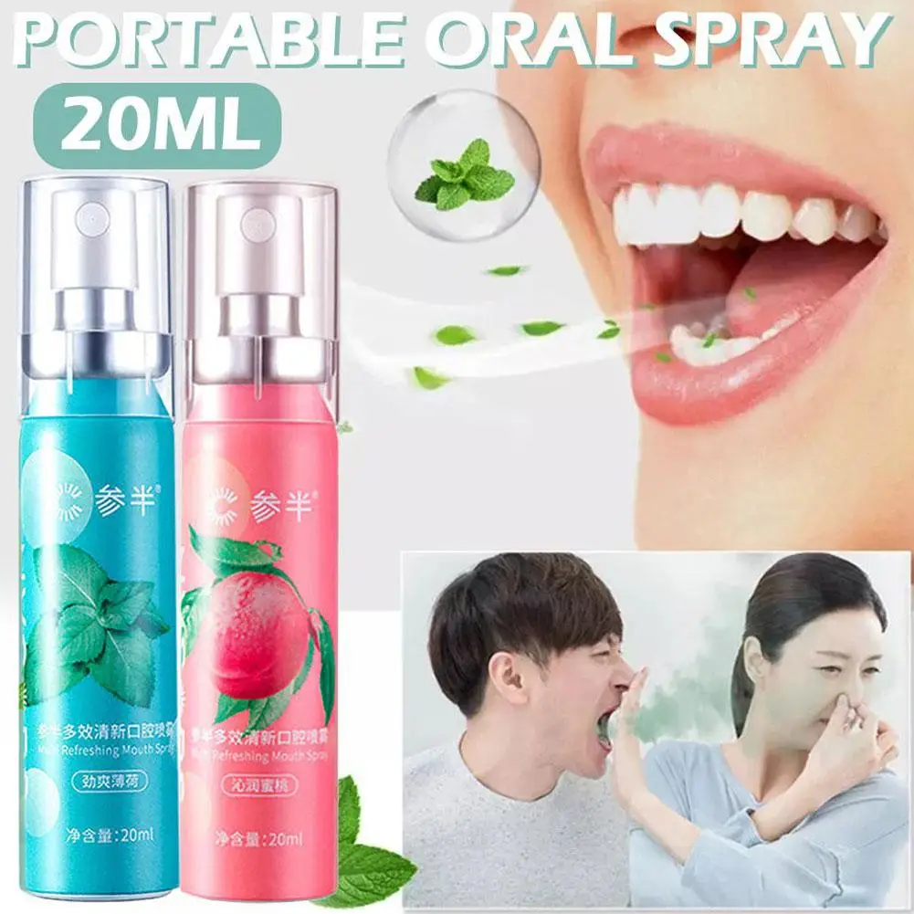 

Fruity Breath Peach Mint Breath Freshener Spray Halitosis Mouth Freshener Odor Liquid Spray Treatment 20ml Refreshing Care K5G0