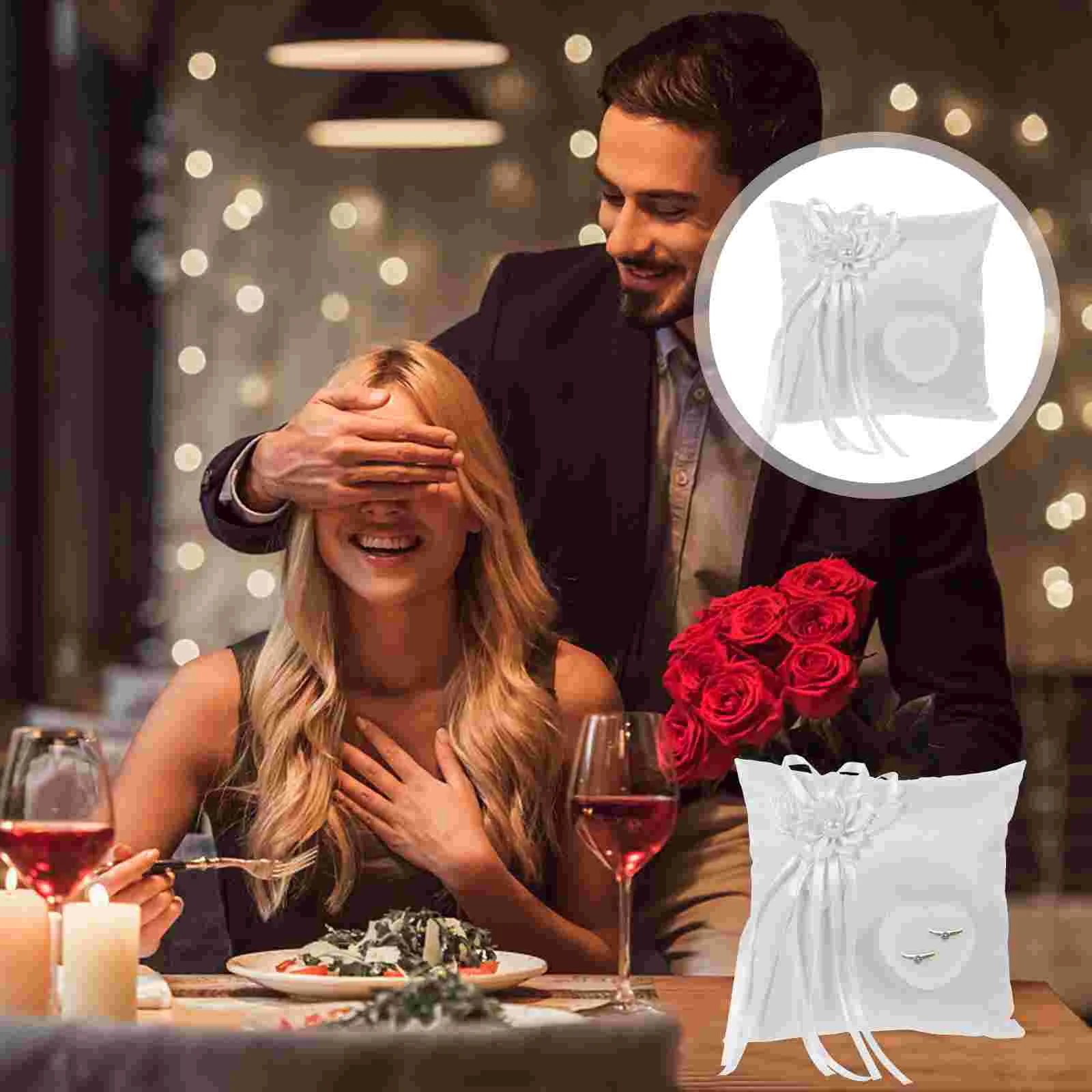 

1pc Wedding Square Ring Pillow Floral Ring Cushion Ring Bearer Marriage Pillow