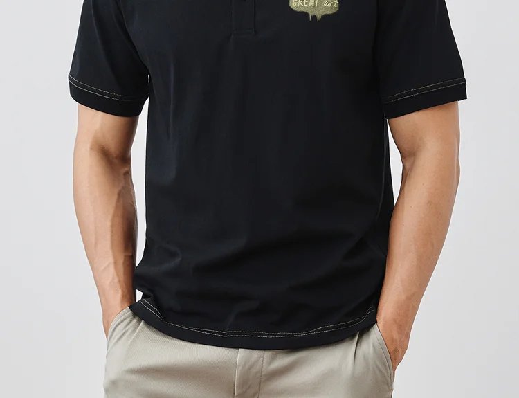 

V8003- Summer handmade worn Lapel men's short sleeved polo