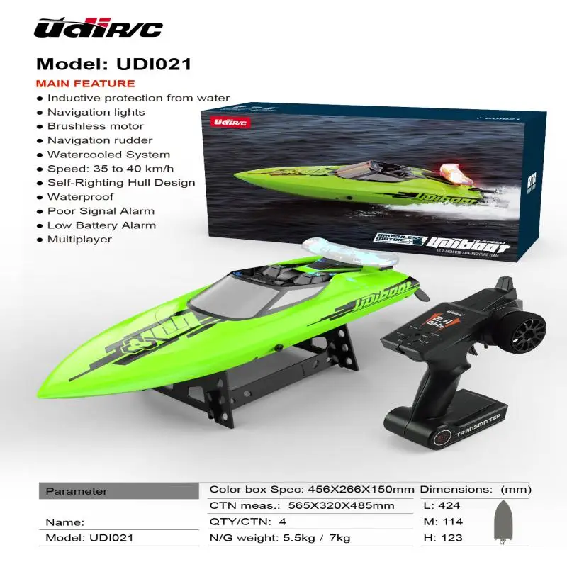 Амики Уди021 Дизайн двойной крышки для лодки 2,4 ГГц 25 км/ч Удаленный управляемая игрушка мини-скоростной водный RC