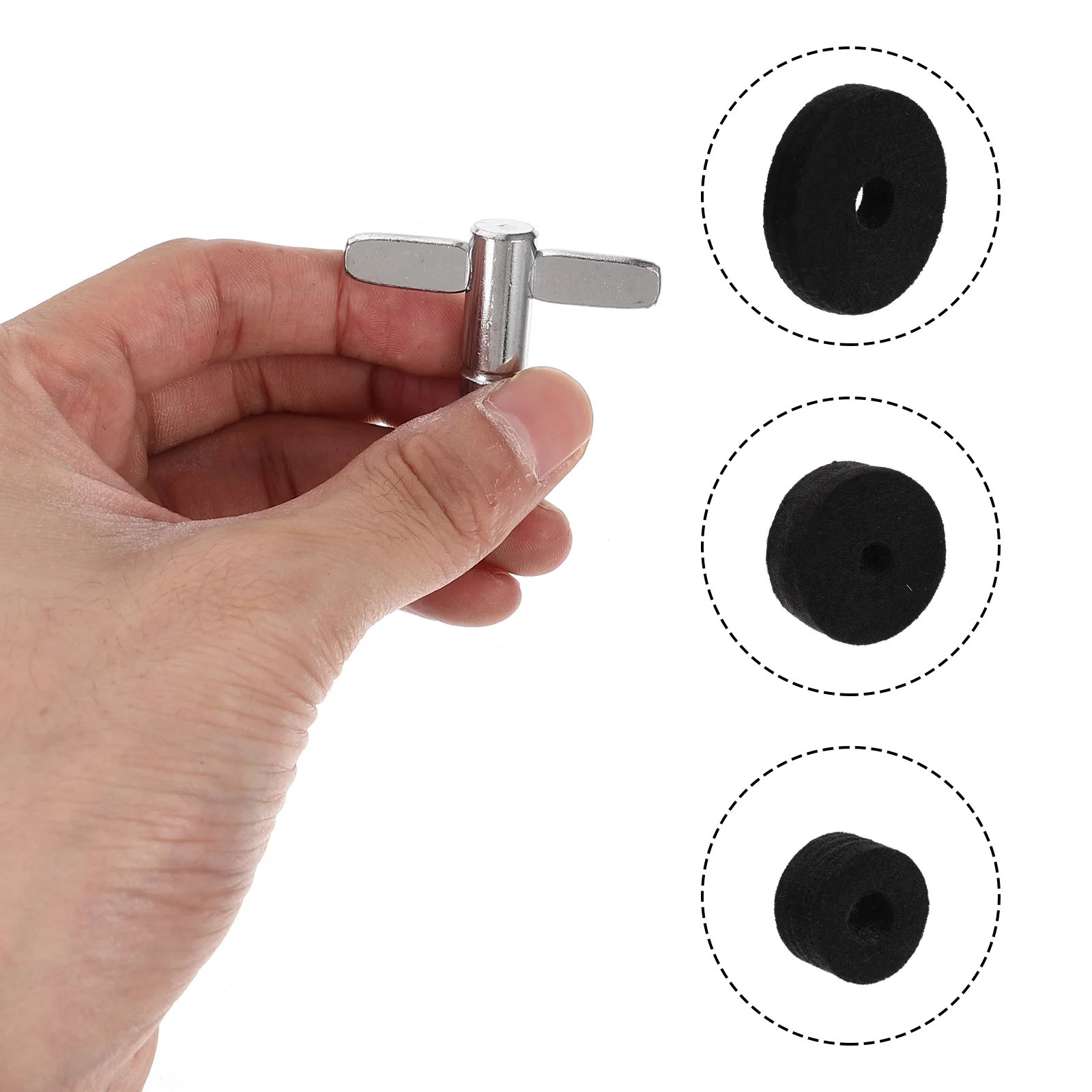 

Набор тарелок для барабана, набор войлочных прокладок, небольшие практичные гаджеты, полезные