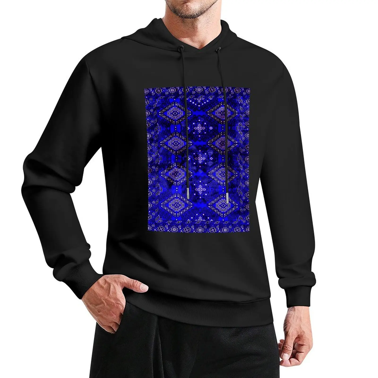 Oriental Opulence: Royal Blue Velvet Марокканский пуловер Majesty с капюшоном одежда в стиле аниме