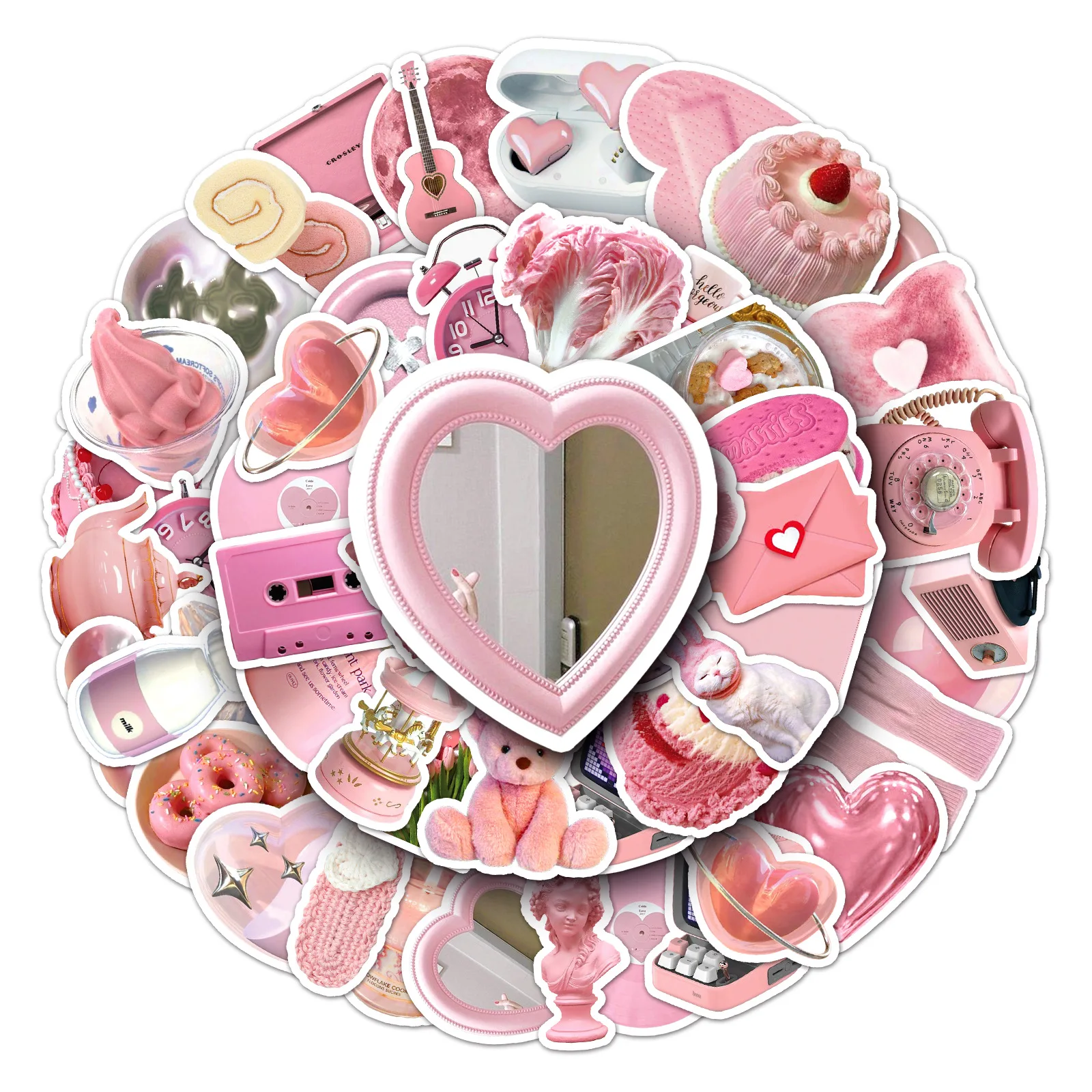 

50pcs Pink Girly Style Creative Cartoon Cute Graffiti DIY Phone Case Luggage Waterproof Sticker