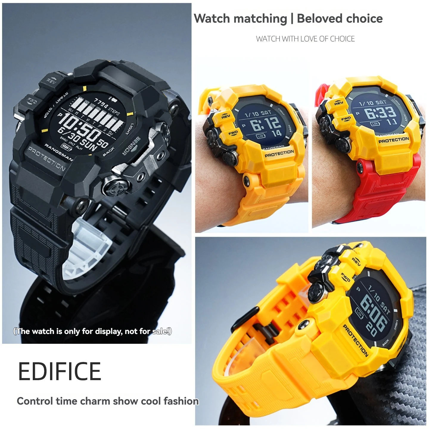 Фото Силиконовый ремешок для часов GPR-H1000 для часов Casio 3554 GPS с функцией измерения пульса и фотокинетическим датчиком GPR-H1000-1JR/9JR, мужской браслет из полимерной смолы №3