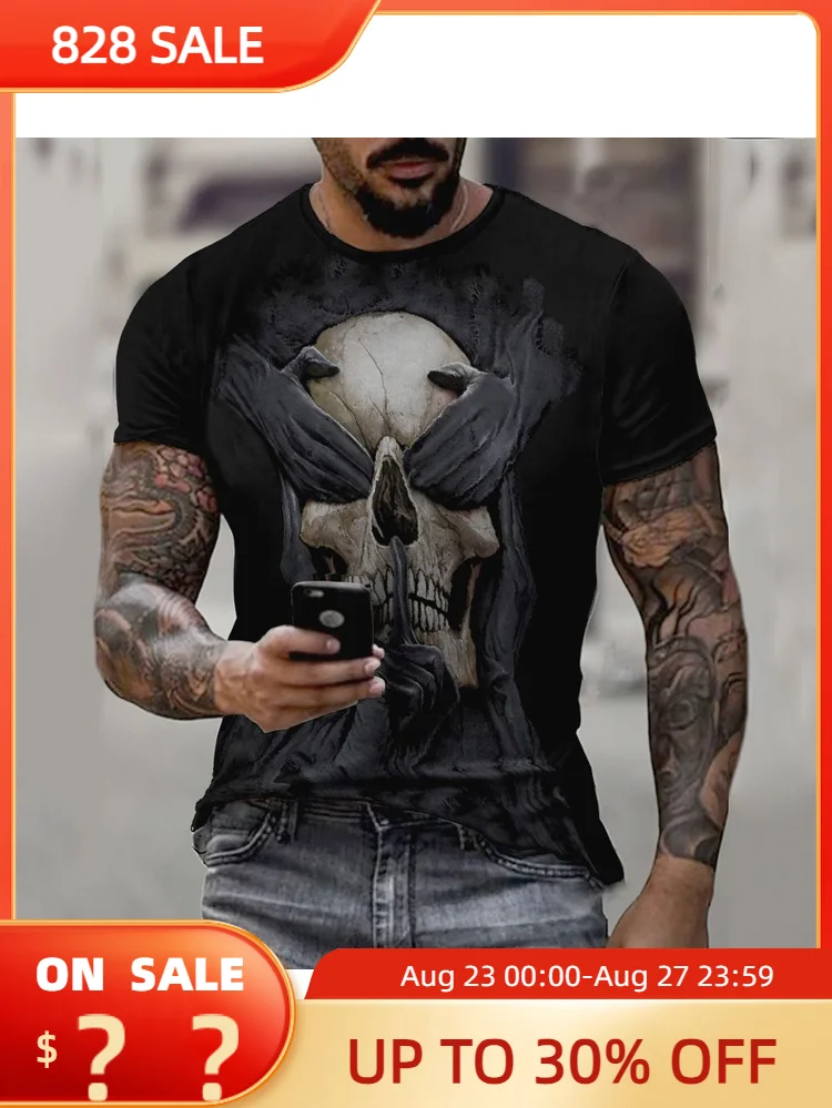 

2022 New European and American Street Style Men's Casual Round Neck Short Sleeve Digital 3D Printing Slim Pullover Men's T-shirt