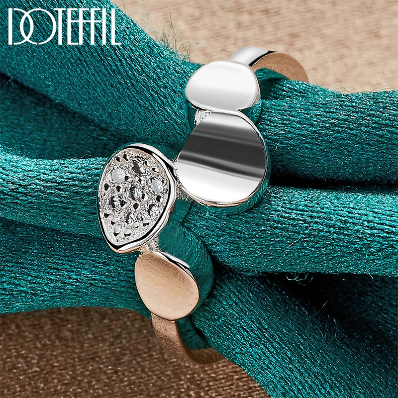 

DOTEFFIL 925 Sterling Silver Round Ring For Woman Fashion Wedding Engagement Party Gift Charm Jewelry