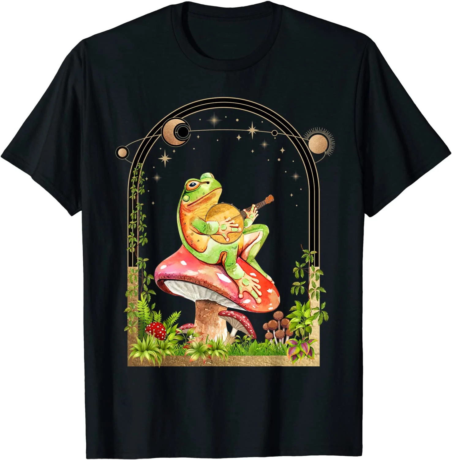 

Cute Frog Playing Banjo on Mushroom T-Shirt