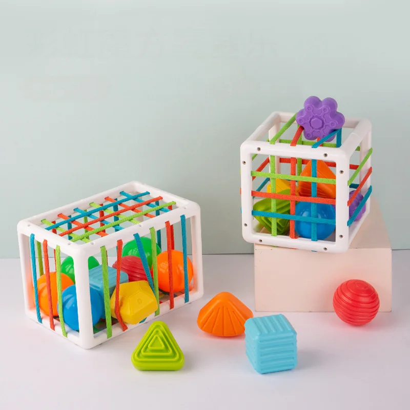 

Baby Shape Sorting Toy Motor Skill Tactile Touch Toy 10Months To 3Years Soft Cube Grip Training Montessori Educational Toys Gift