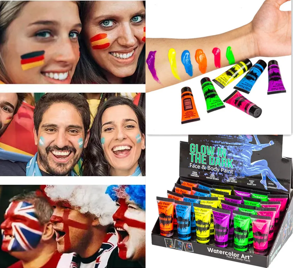 

face body Paint 10ml child body Makeup for face Fluorescent fresh color glow in the dark Halloween pinturas wholesale