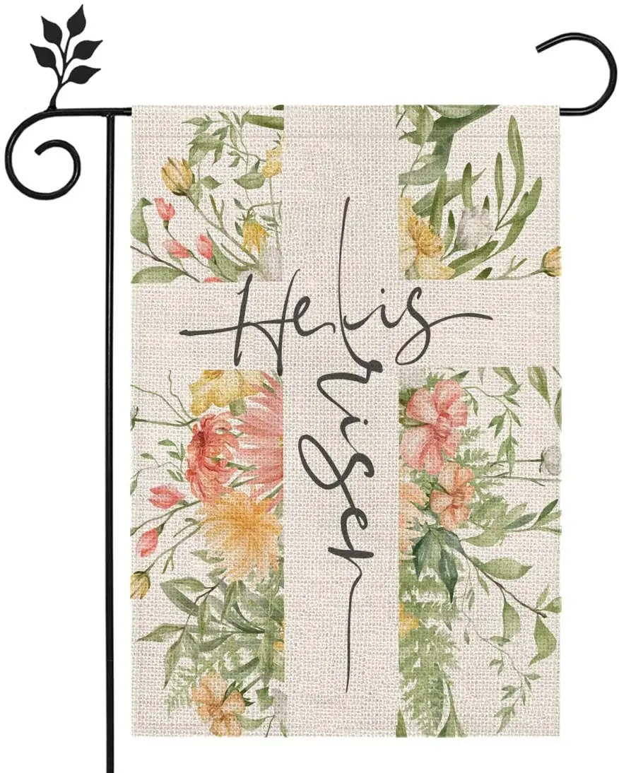 

Spring Easter Garden Flag 12×18 Inch Small He Is Risen Vertical Double Sided Seasonal Outside Décor for Yard Farmhouse