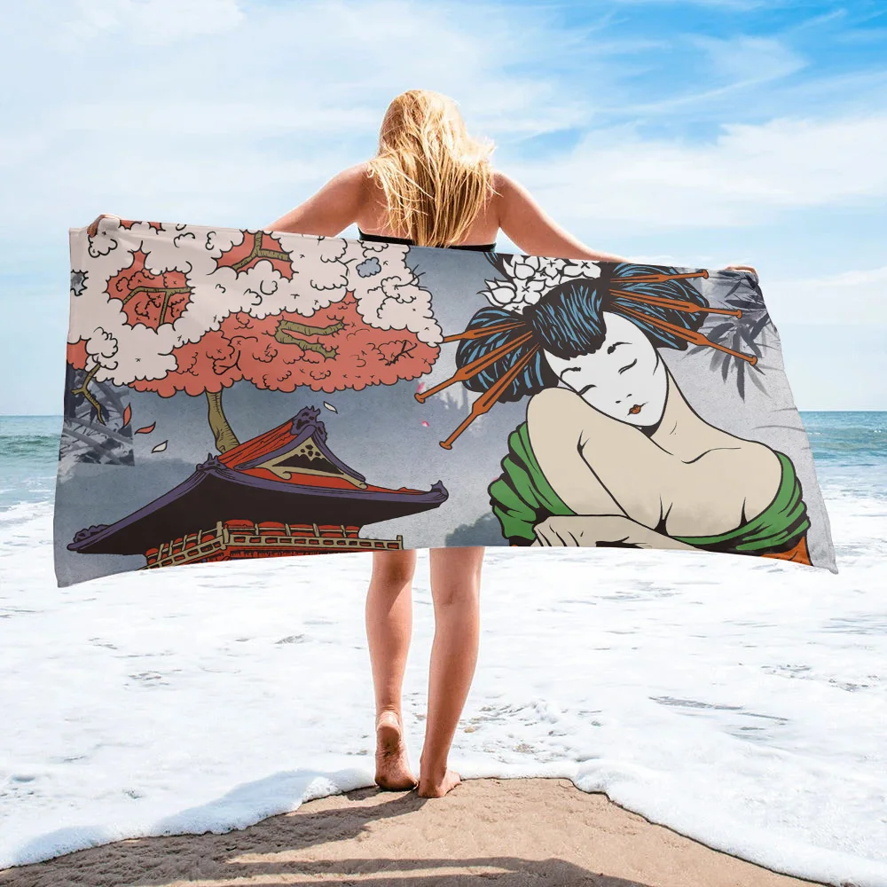 

Japanese Geisha Beach Towel Household Item Bathroom Accessories Microfiber Bath Towels Beach Mat Yoga Mat Travel Yoga for Women