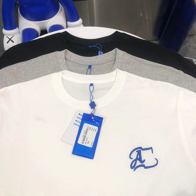 

ADER White Cotton T-Shirts Men Women 1:1 Embroidery Letter Oversized Short Sleeves